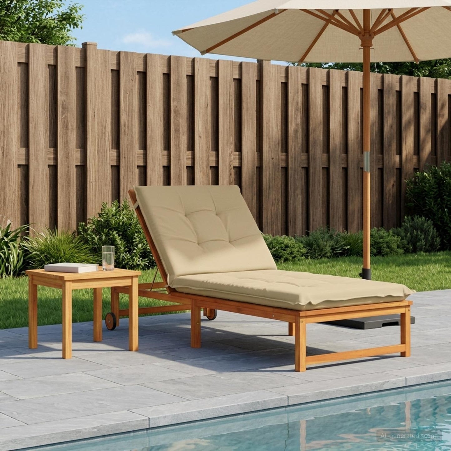 Sunlounger Cushion GEMERT 100% Polyester Beige 190 x 70 x 9 cm