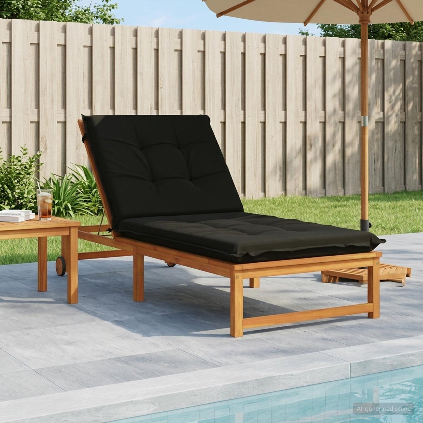 Sunlounger Cushion GEMERT 100% Polyester Black 190 x 80 x 9 cm