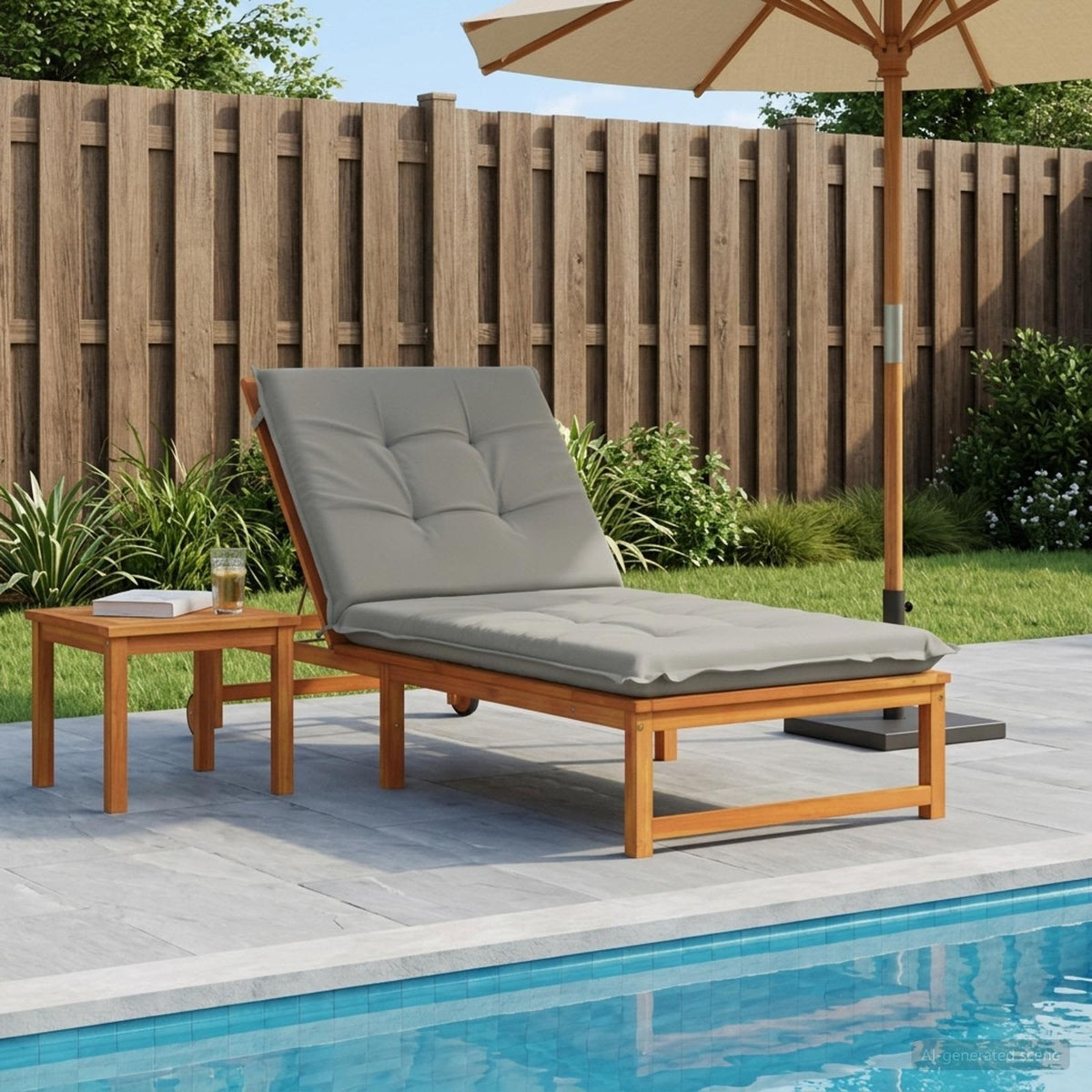 Sunlounger Cushion GEMERT 100% Polyester Grey 190 x 80 x 9 cm