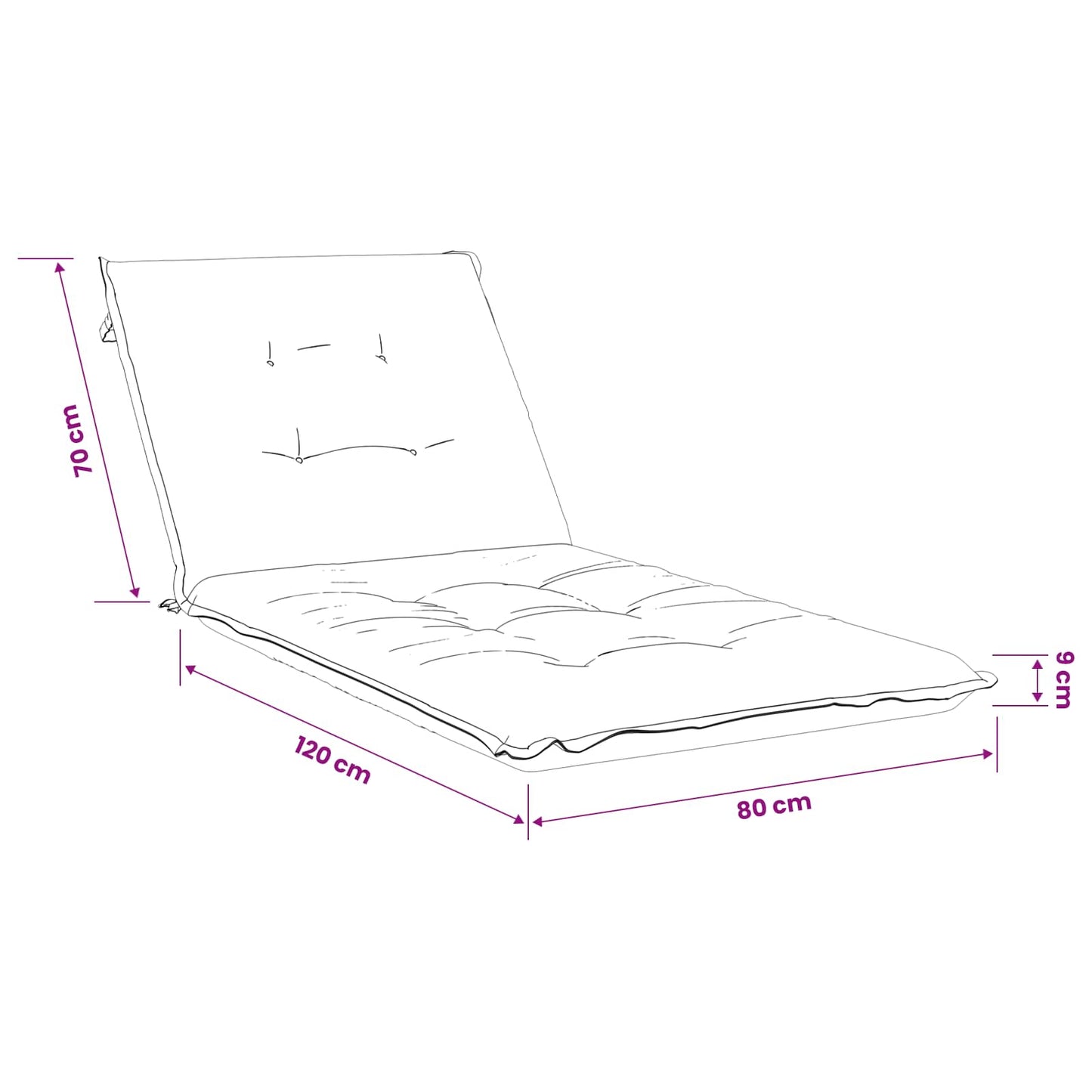 Sunlounger Cushion GEMERT 100% Polyester Green 190 x 80 x 9 cm