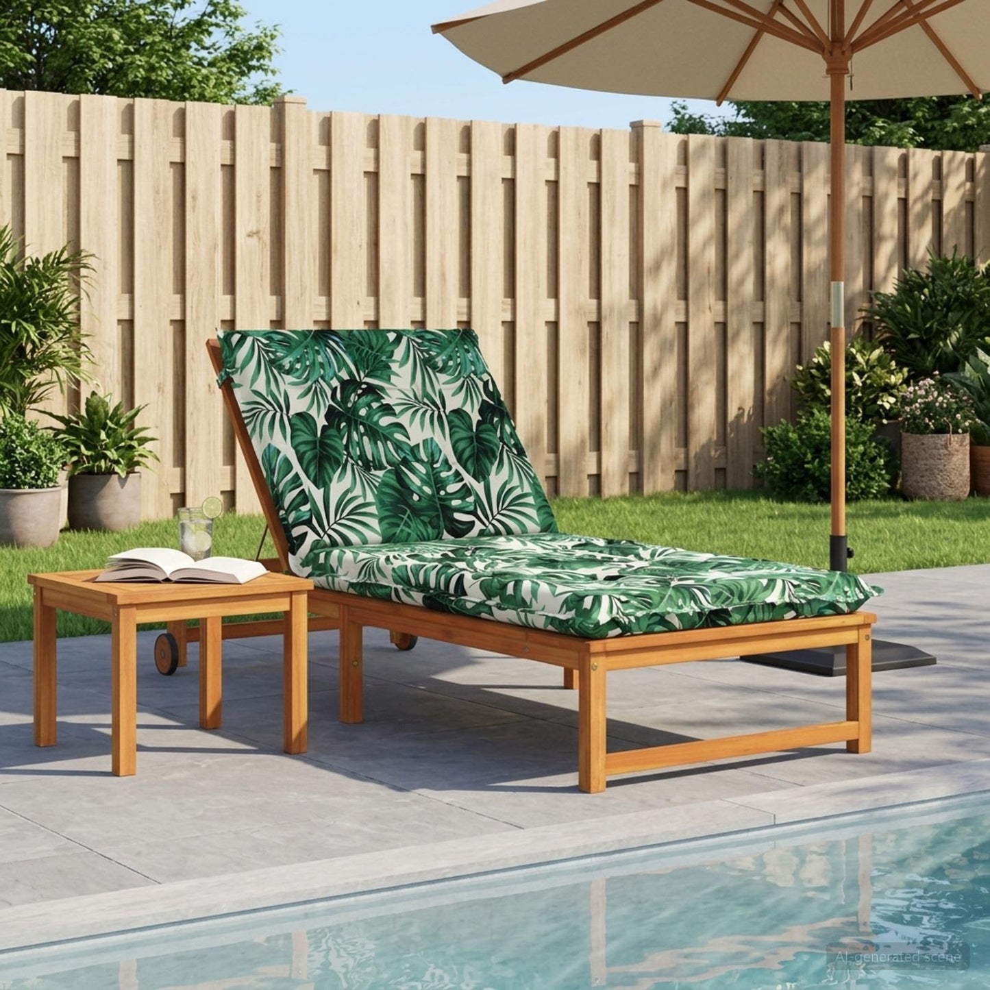 Sunlounger Cushion GEMERT 100% Polyester Leaf Pattern