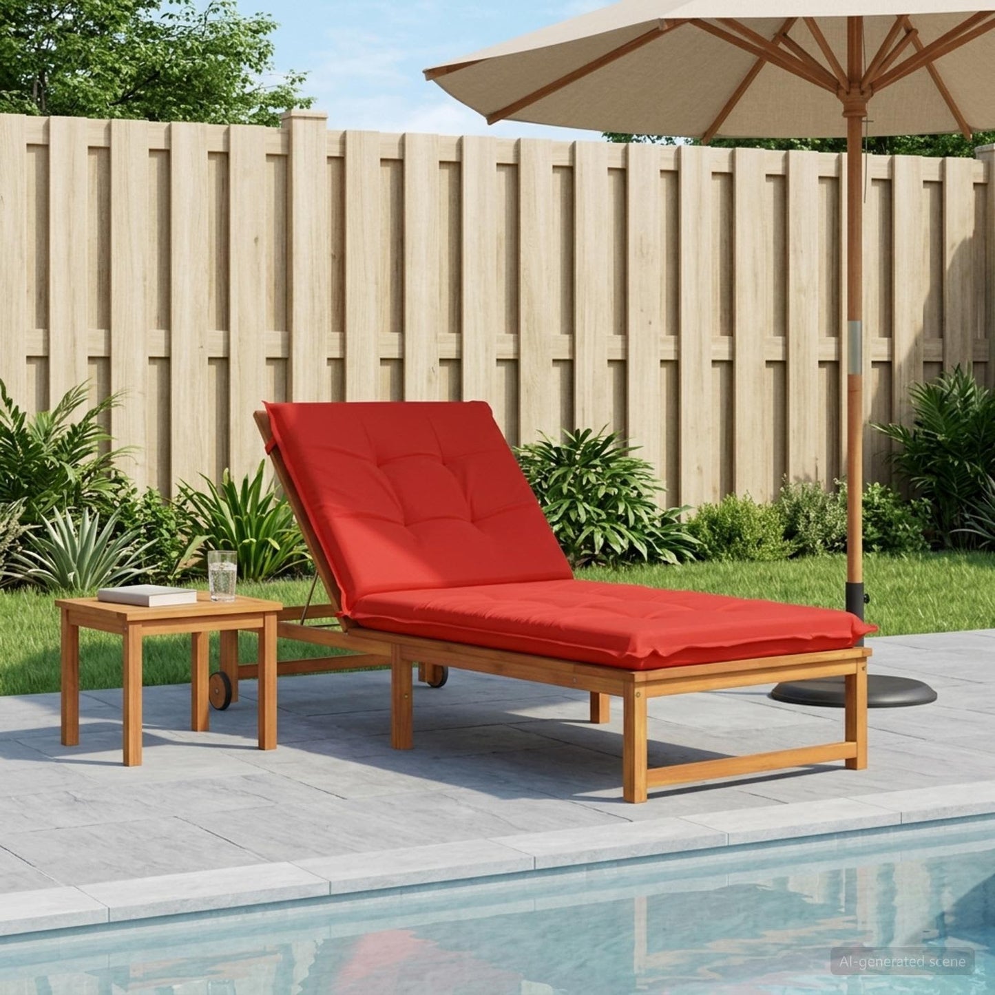 Sunlounger Cushion GEMERT 100% Polyester Red 190 x 80 x 9 cm