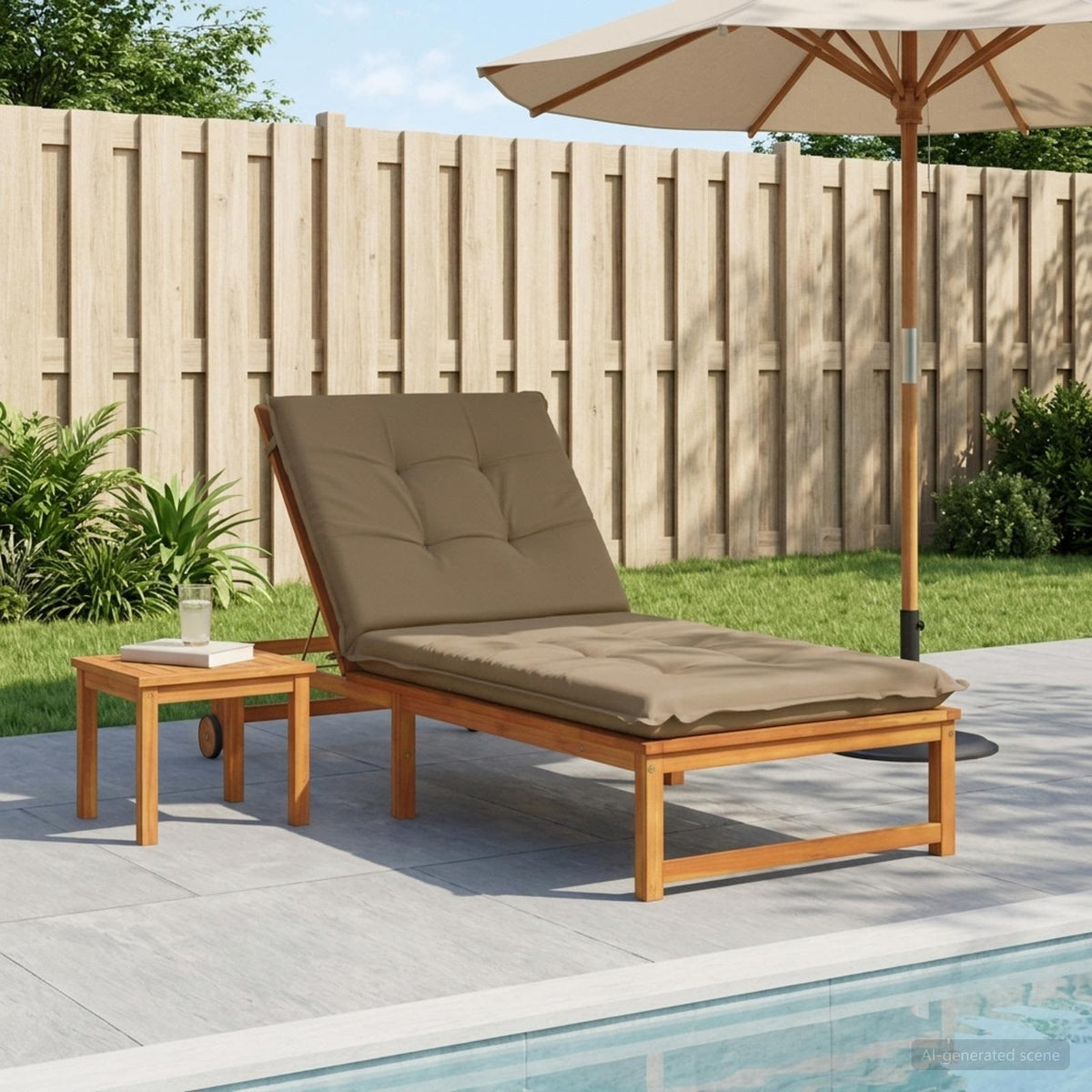 Sunlounger Cushion GEMERT 100% Polyester Taupe 190 x 80 x 9 cm