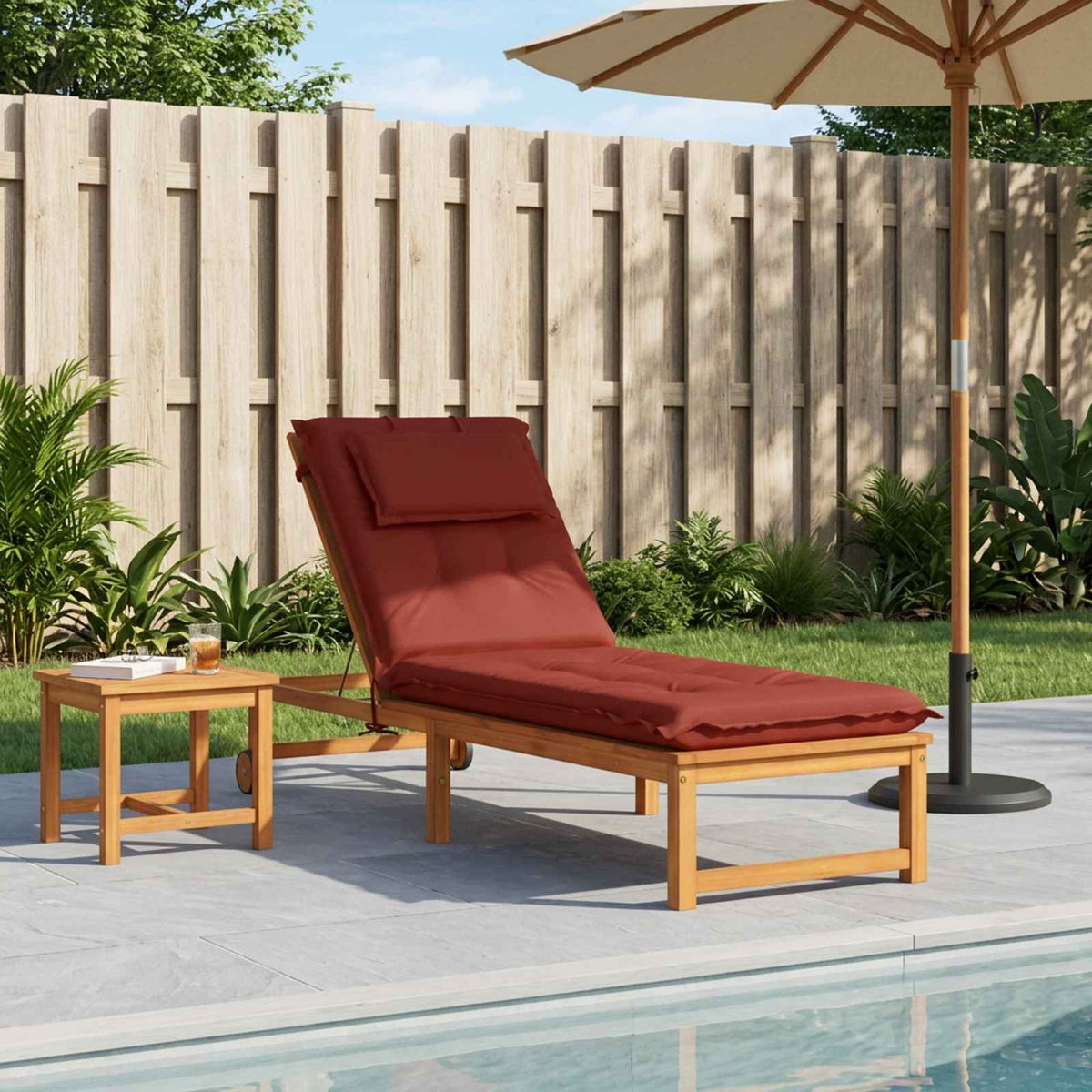 Sunlounger Cushion GEMERT 100% Polyester Red 190 x 60 x 9 cm