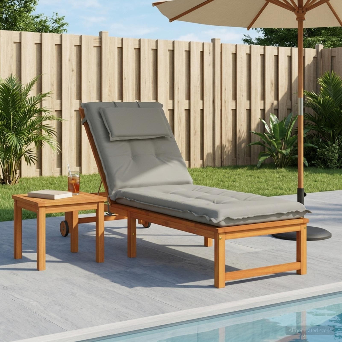 Sunlounger Cushion GEMERT 100% Polyester Grey 190 x 60 x 9 cm