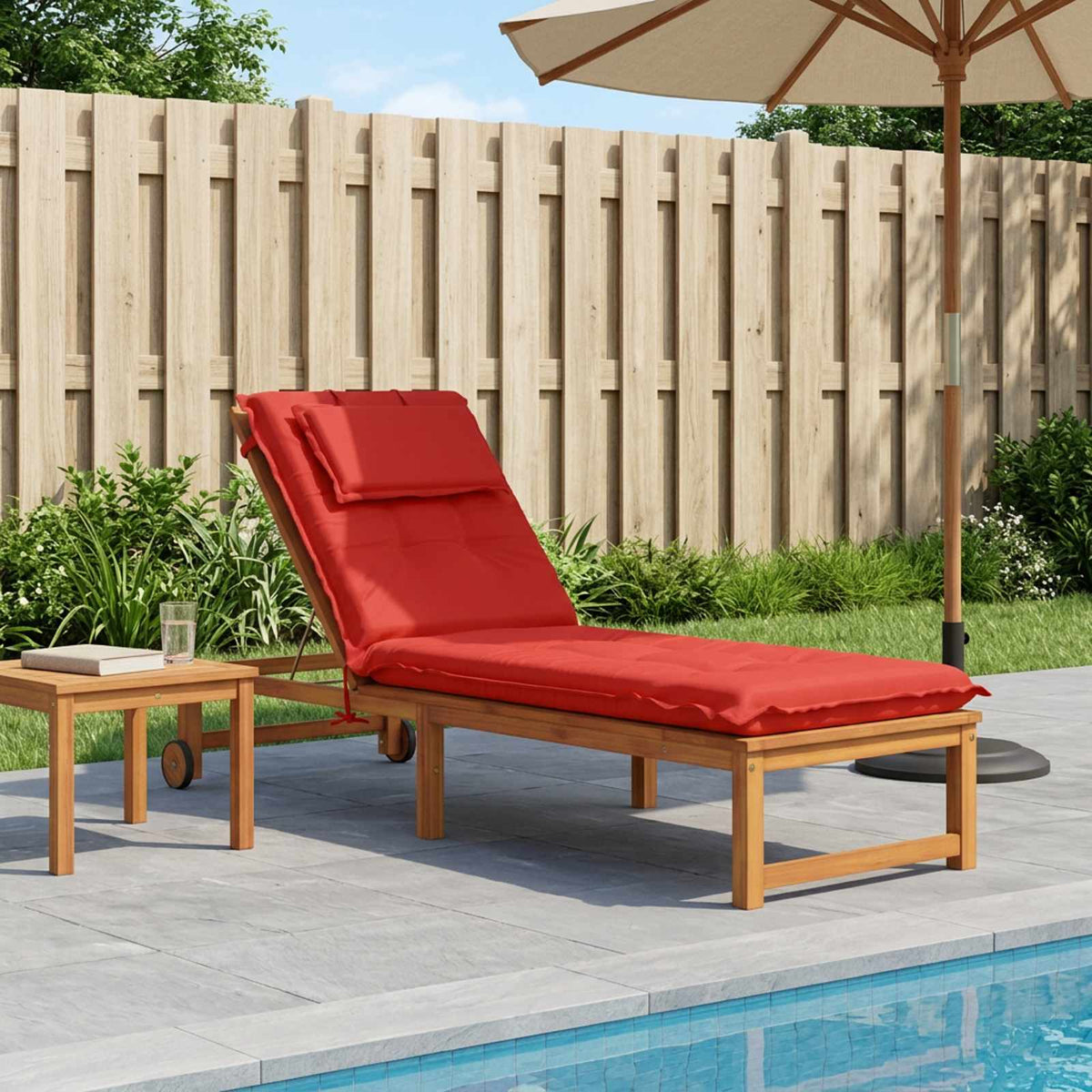 Sunlounger Cushion GEMERT 100% Polyester Red 190 x 60 x 9 cm