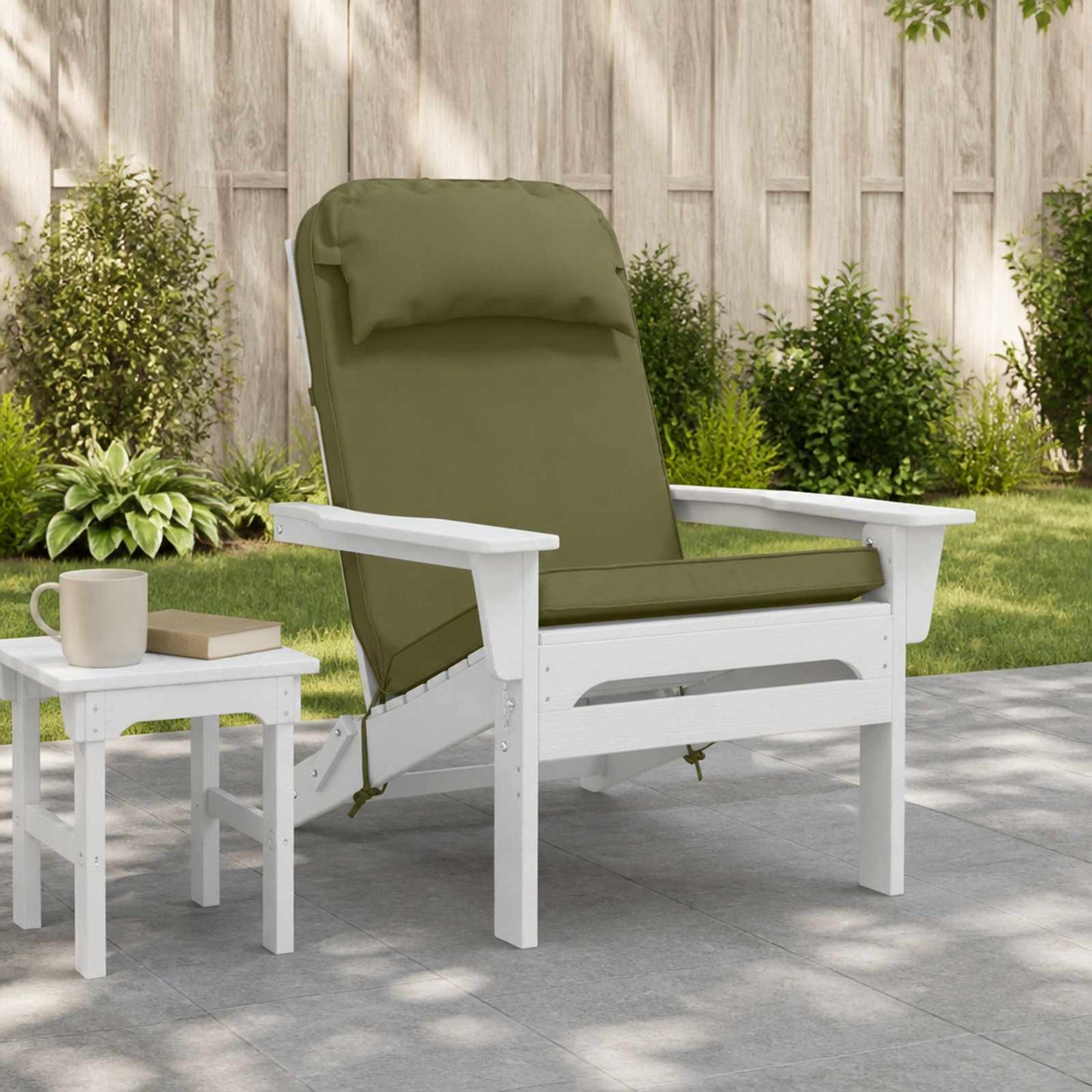 Sun Lounger Cushion 100% Polyester Olive Green 55 x 124 x 5 cm