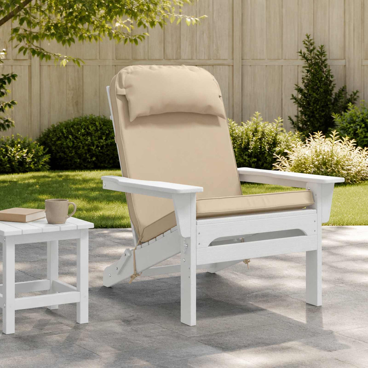 Sun Lounger Cushion 100% Polyester Cream 55 x 124 x 5 cm