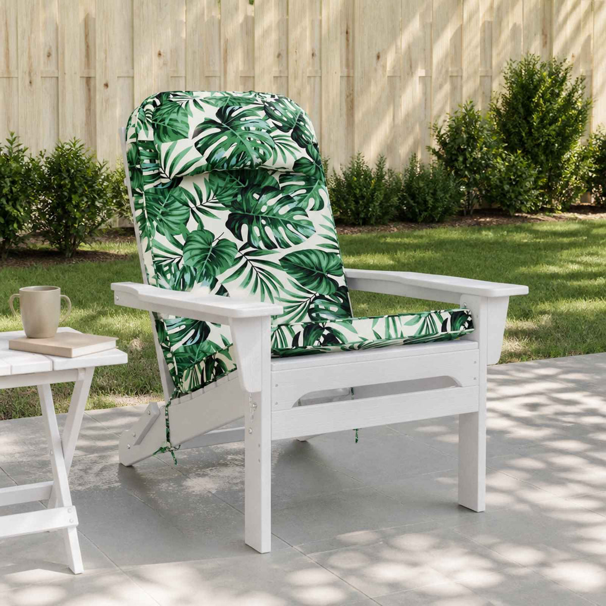 Sun Lounger Cushion 100% Polyester Leaf Pattern 55 x 124 x 5 cm