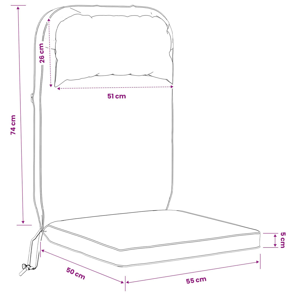 Sun Lounger Cushion 100% Polyester Turquoise 55 x 124 x 5 cm