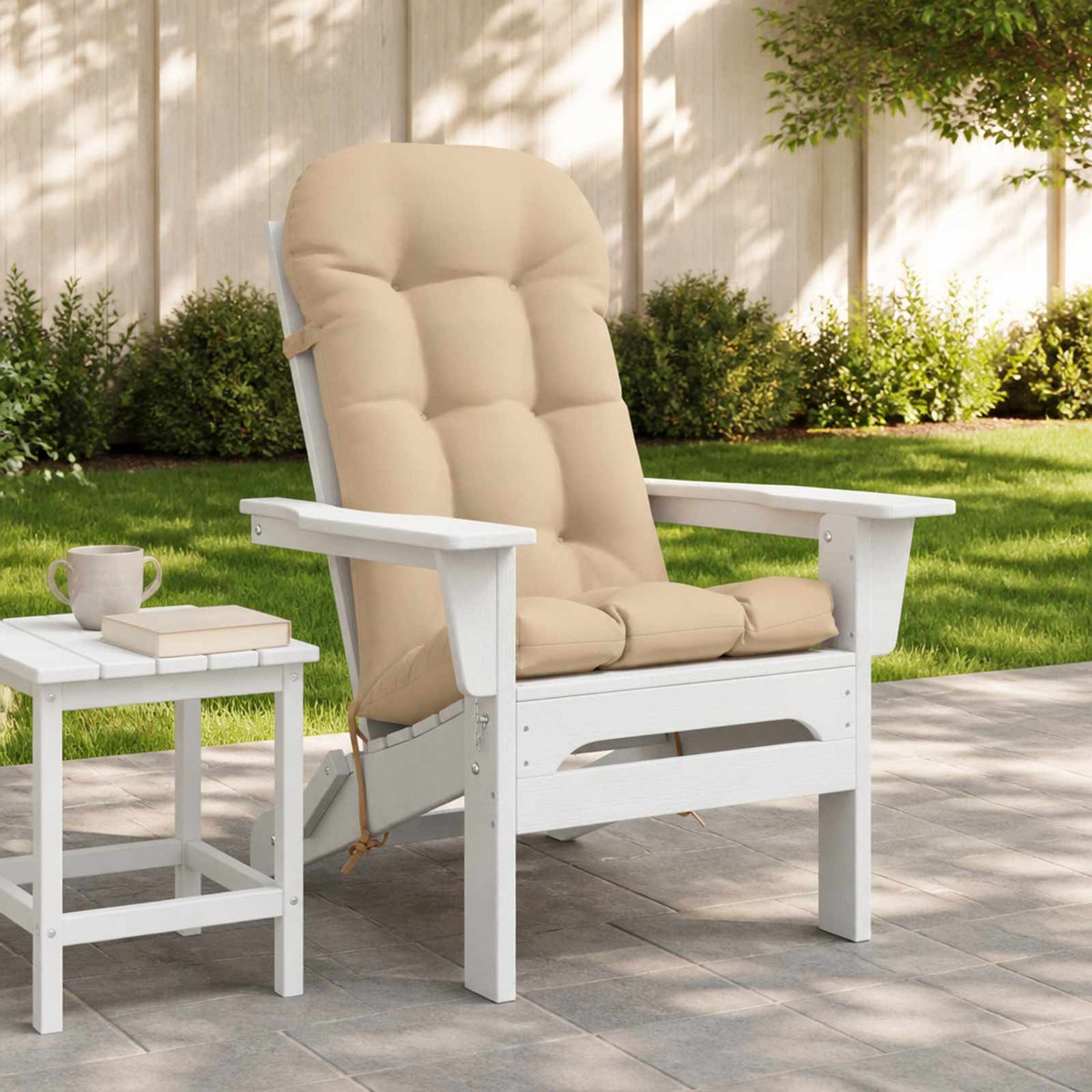 Sun Lounger Cushion PUTTEN 100% Polyester Cream