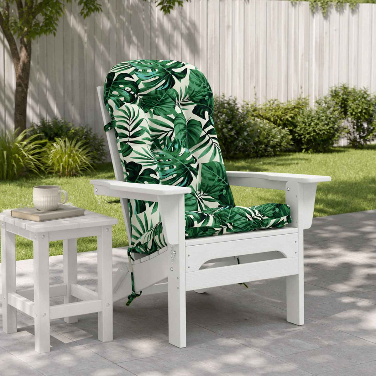 Sun Lounger Cushion PUTTEN 100% Polyester Leaf Pattern