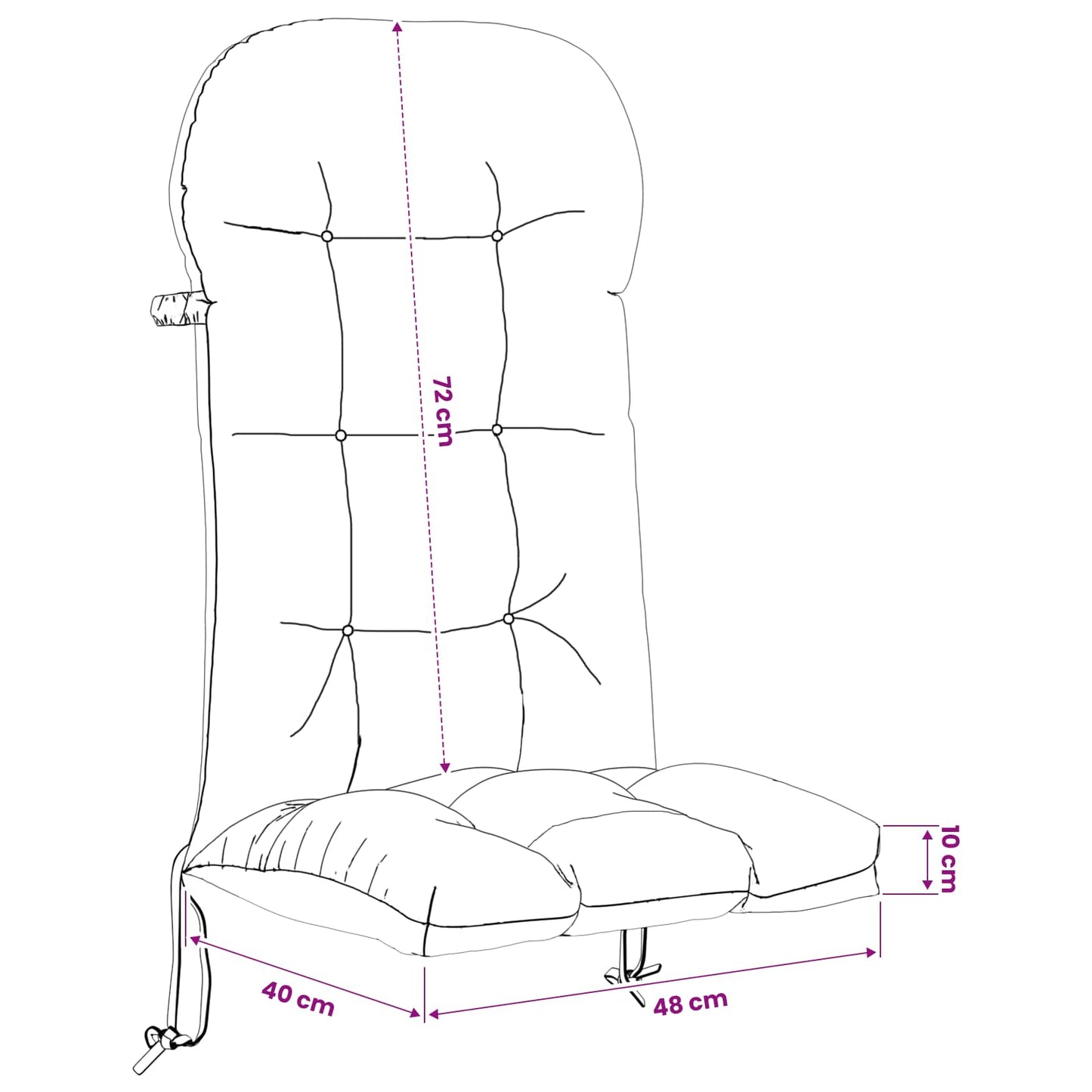 Sun Lounger Cushion PUTTEN 100% Polyester Wine Red