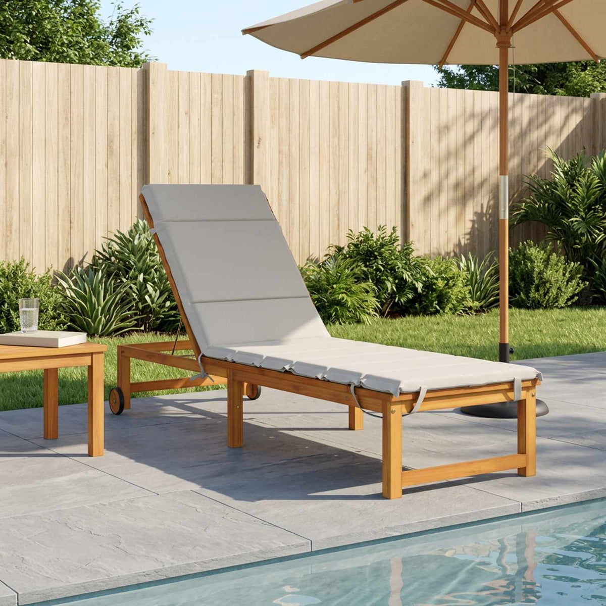 Sunlounger Cushion GEMERT 100% Polyester White 200 x 60 x 3 cm