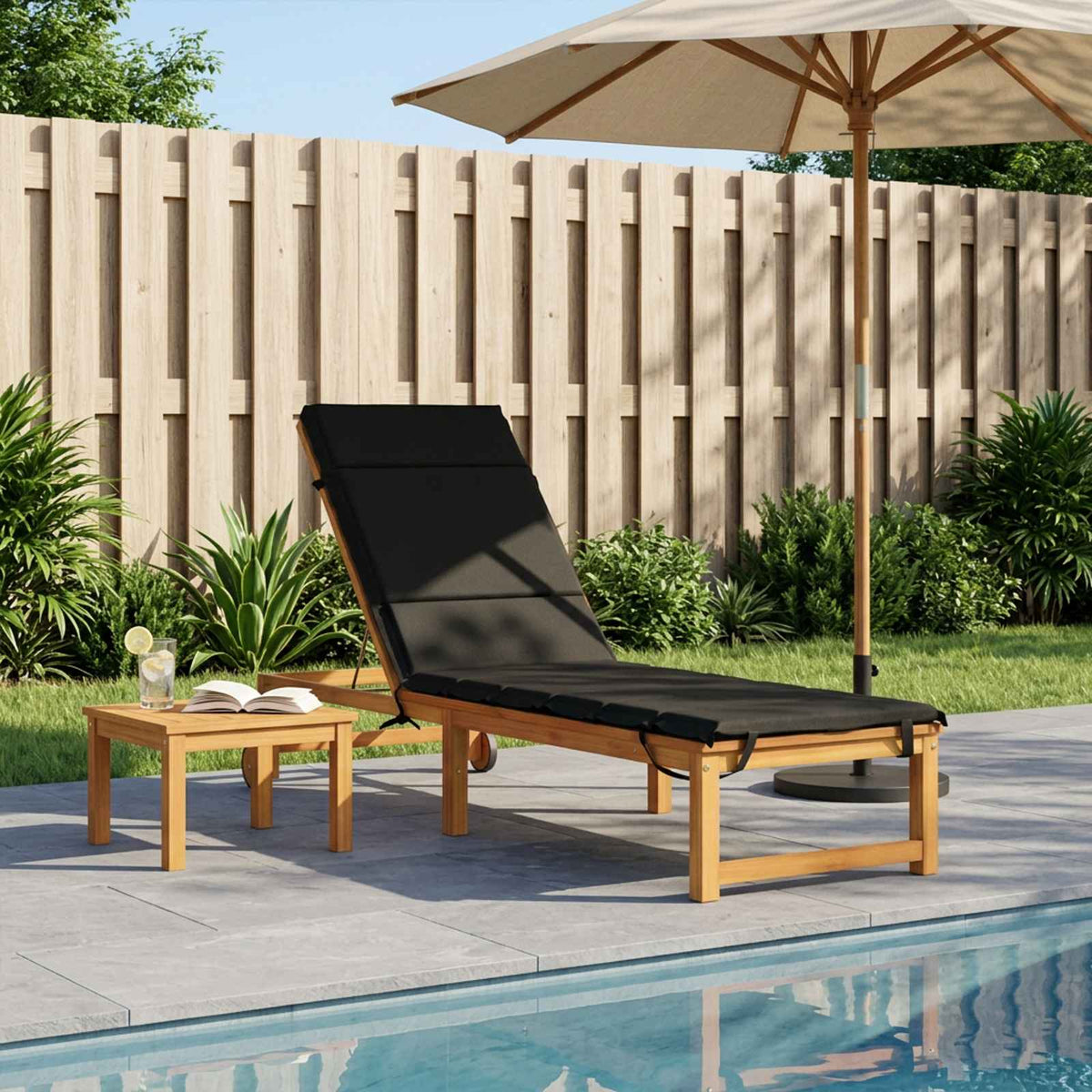 Sunlounger Cushion GEMERT 100% Polyester Black 200 x 50 x 3 cm