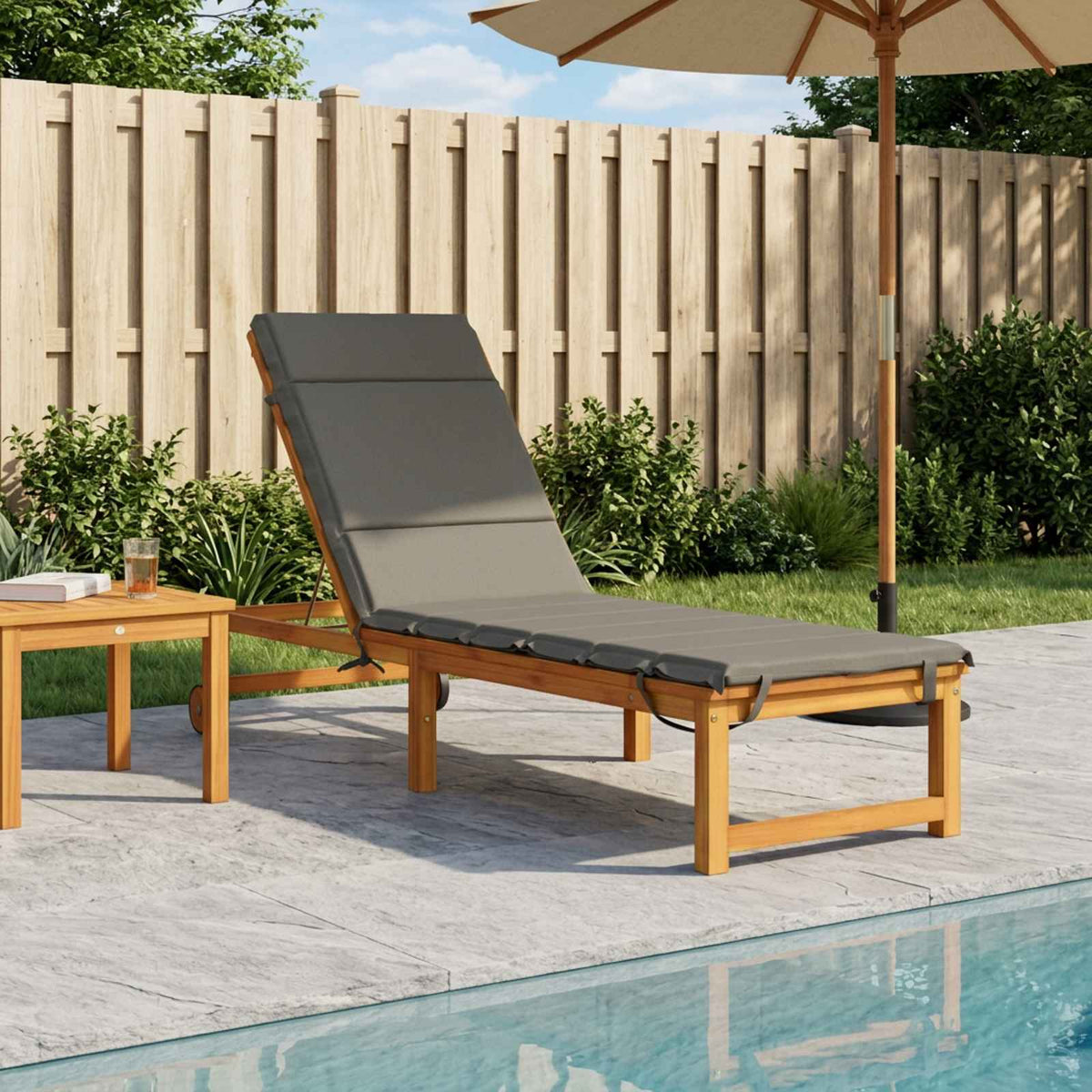 Sunlounger Cushion GEMERT 100% Polyester Grey 200 x 60 x 3 cm