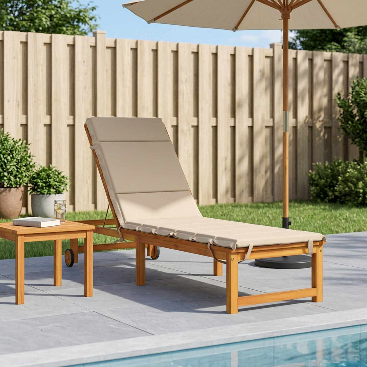 Sunlounger Cushion GEMERT 100% Polyester Cream 200 x 50 x 3 cm