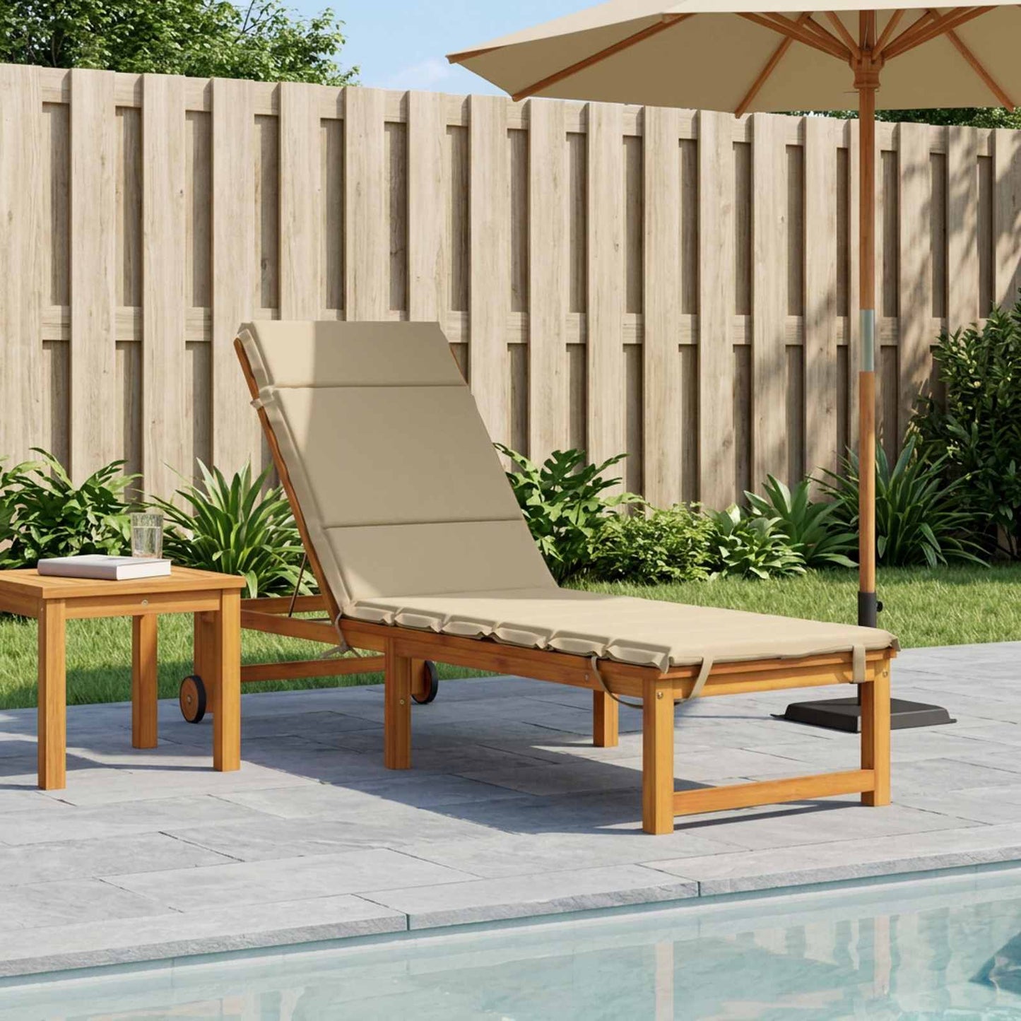 Sunlounger Cushion GEMERT 100% Polyester Beige 200 x 60 x 3 cm
