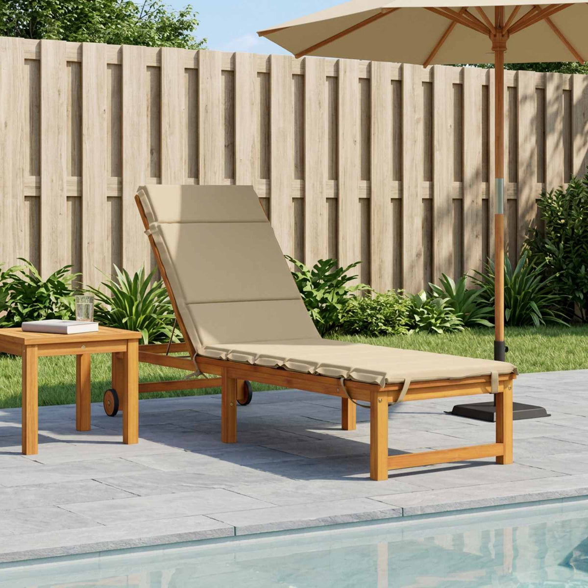 Sunlounger Cushion GEMERT 100% Polyester Beige 200 x 60 x 3 cm