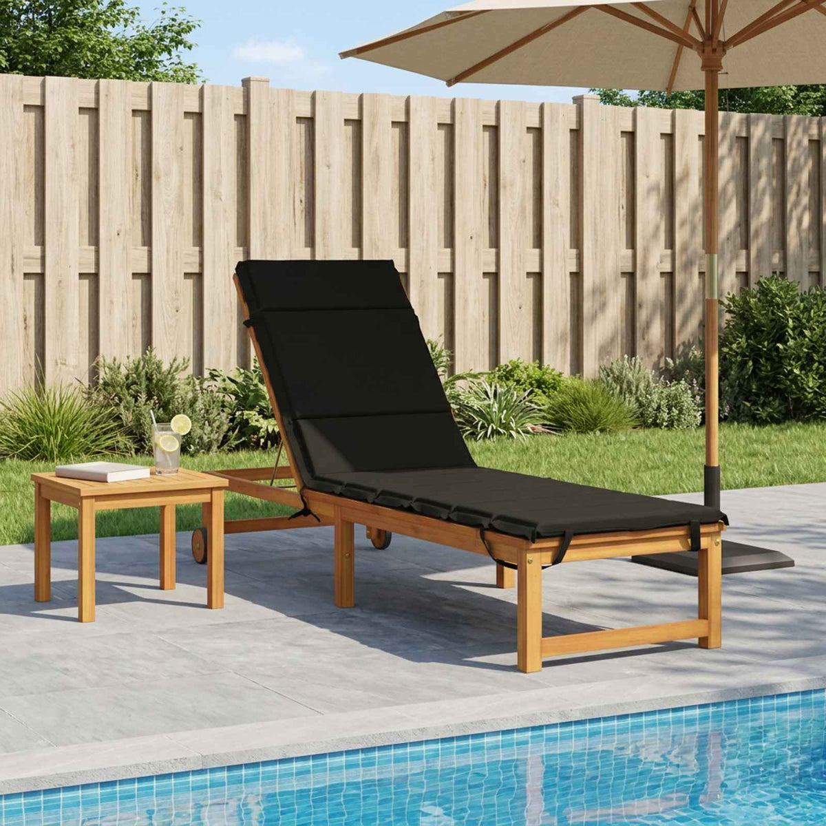 Sunlounger Cushion GEMERT 100% Polyester Black 200 x 50 x 3 cm
