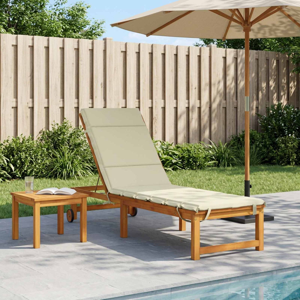 Sunlounger Cushion GEMERT 100% Polyester Cream 200 x 60 x 3 cm