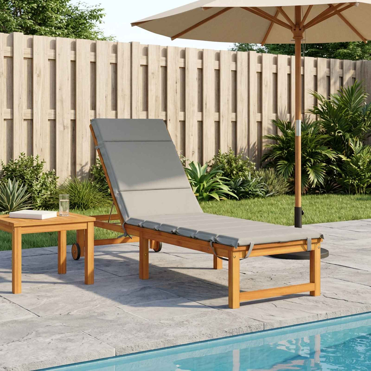 Sunlounger Cushion GEMERT 100% Polyester Grey 200 x 50 x 3 cm