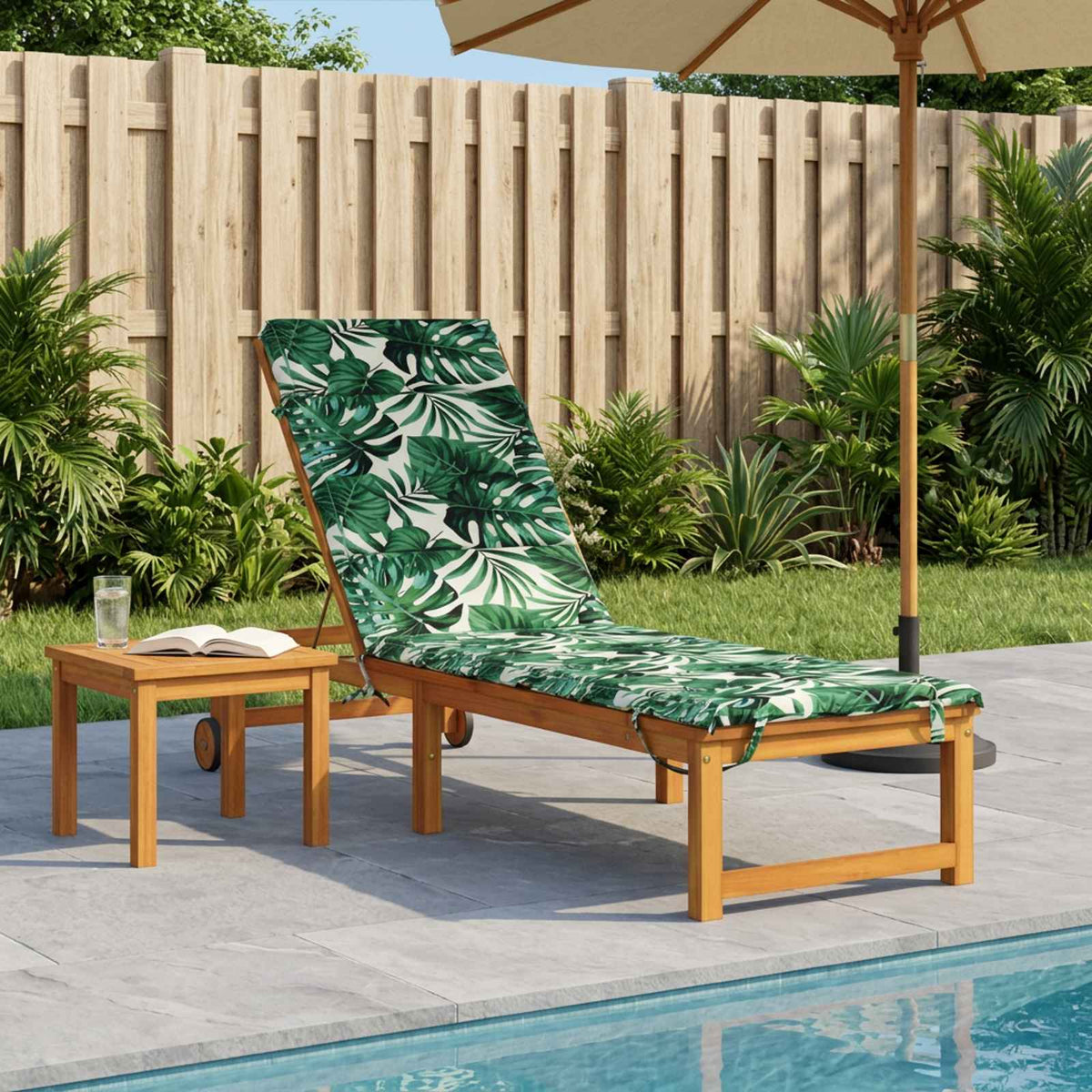 Sunlounger Cushion GEMERT 100% Polyester Leaf Pattern