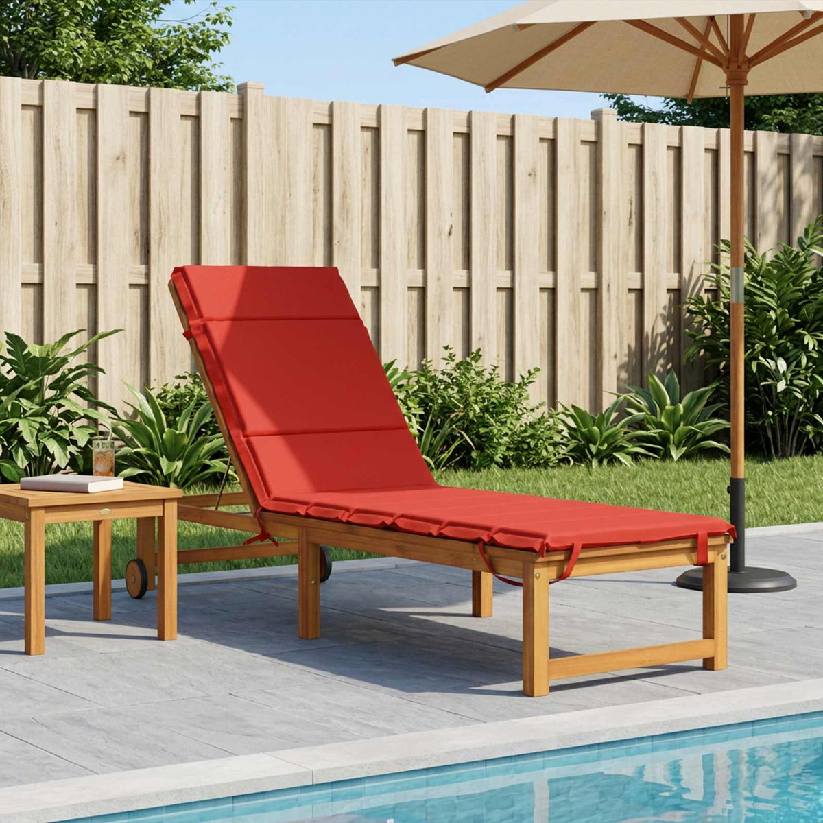 Sunlounger Cushion GEMERT 100% Polyester Red 200 x 55 x 3 cm