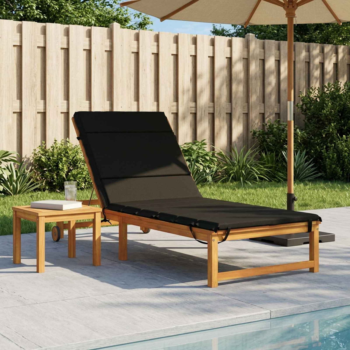 Sunlounger Cushion GEMERT 100% Polyester Black 200 x 80 x 3 cm