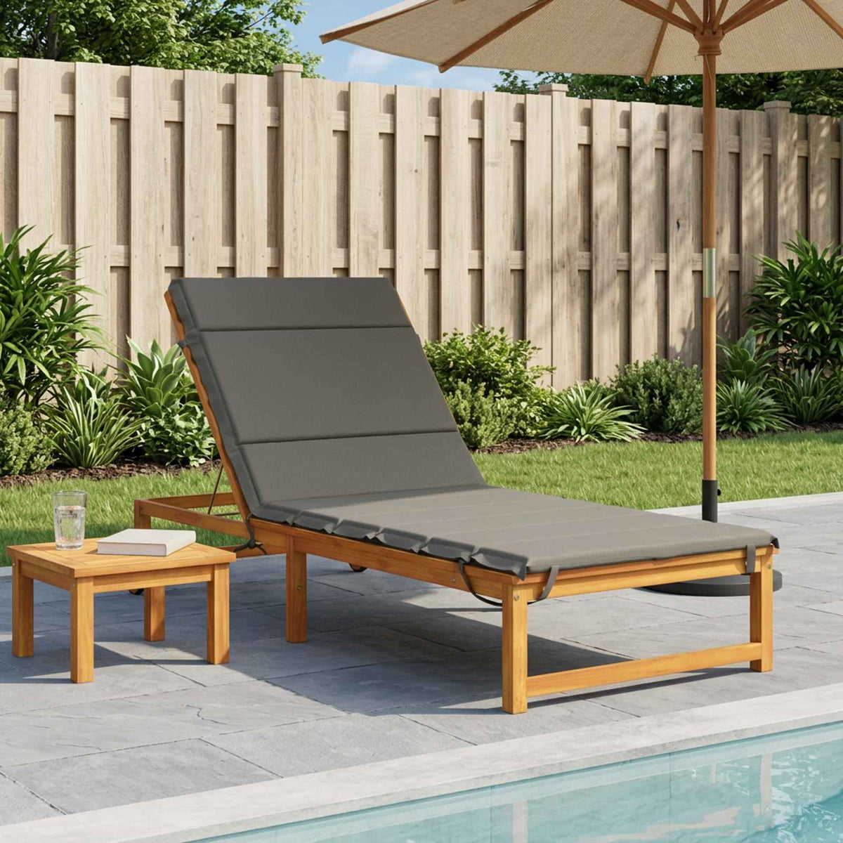 Sunlounger Cushion GEMERT 100% Polyester Grey 200 x 80 x 3 cm
