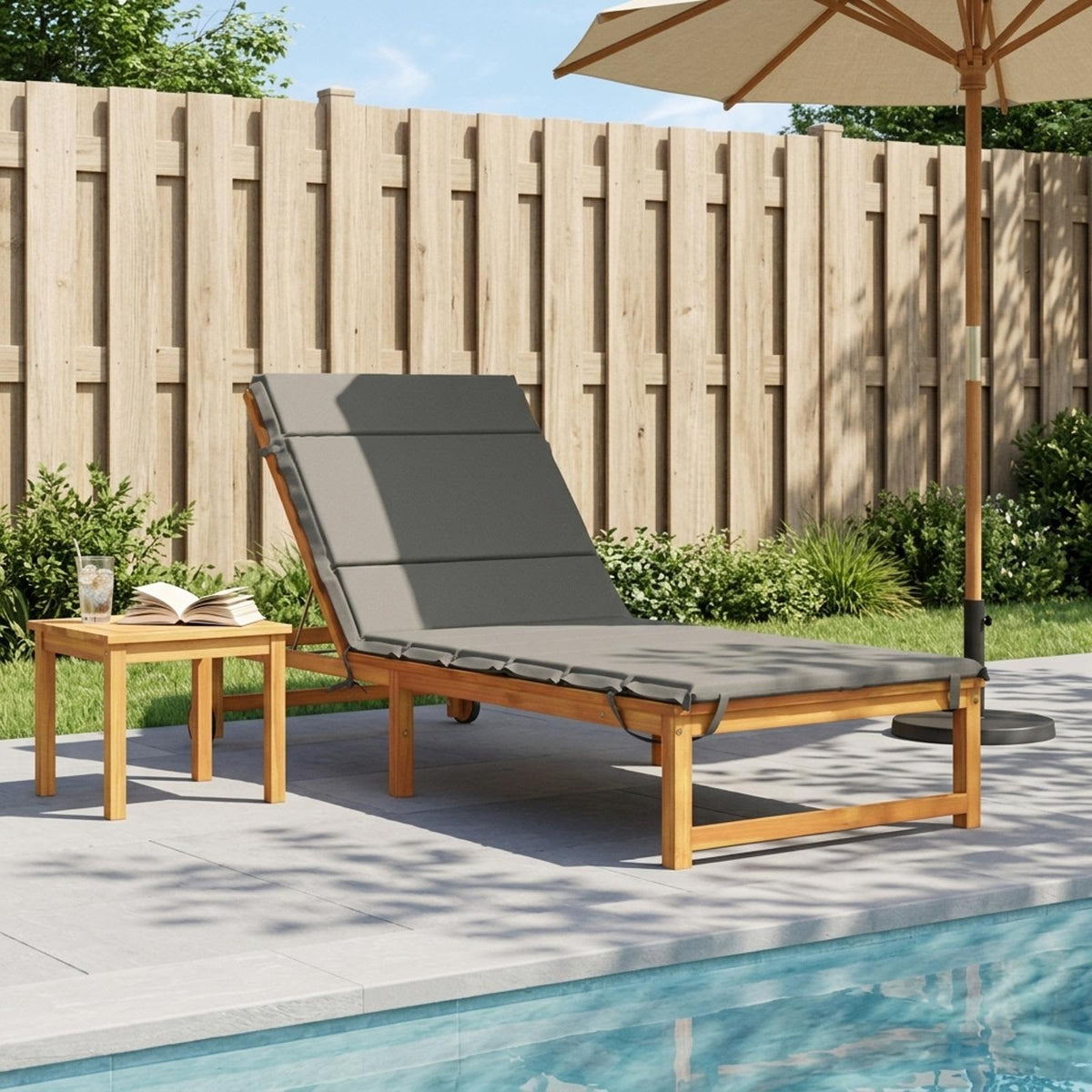 Sunlounger Cushion GEMERT 100% Polyester Grey 200 x 90 x 3 cm