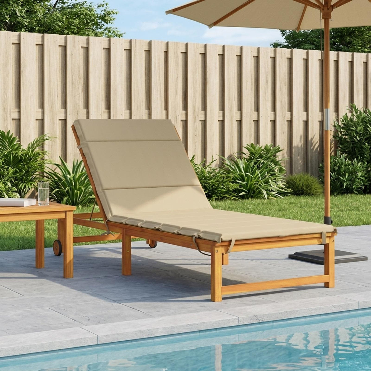 Sunlounger Cushion GEMERT 100% Polyester Beige 200 x 70 x 3 cm