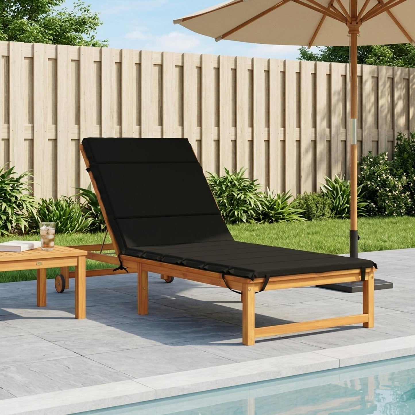 Sunlounger Cushion GEMERT 100% Polyester Black 200 x 80 x 3 cm