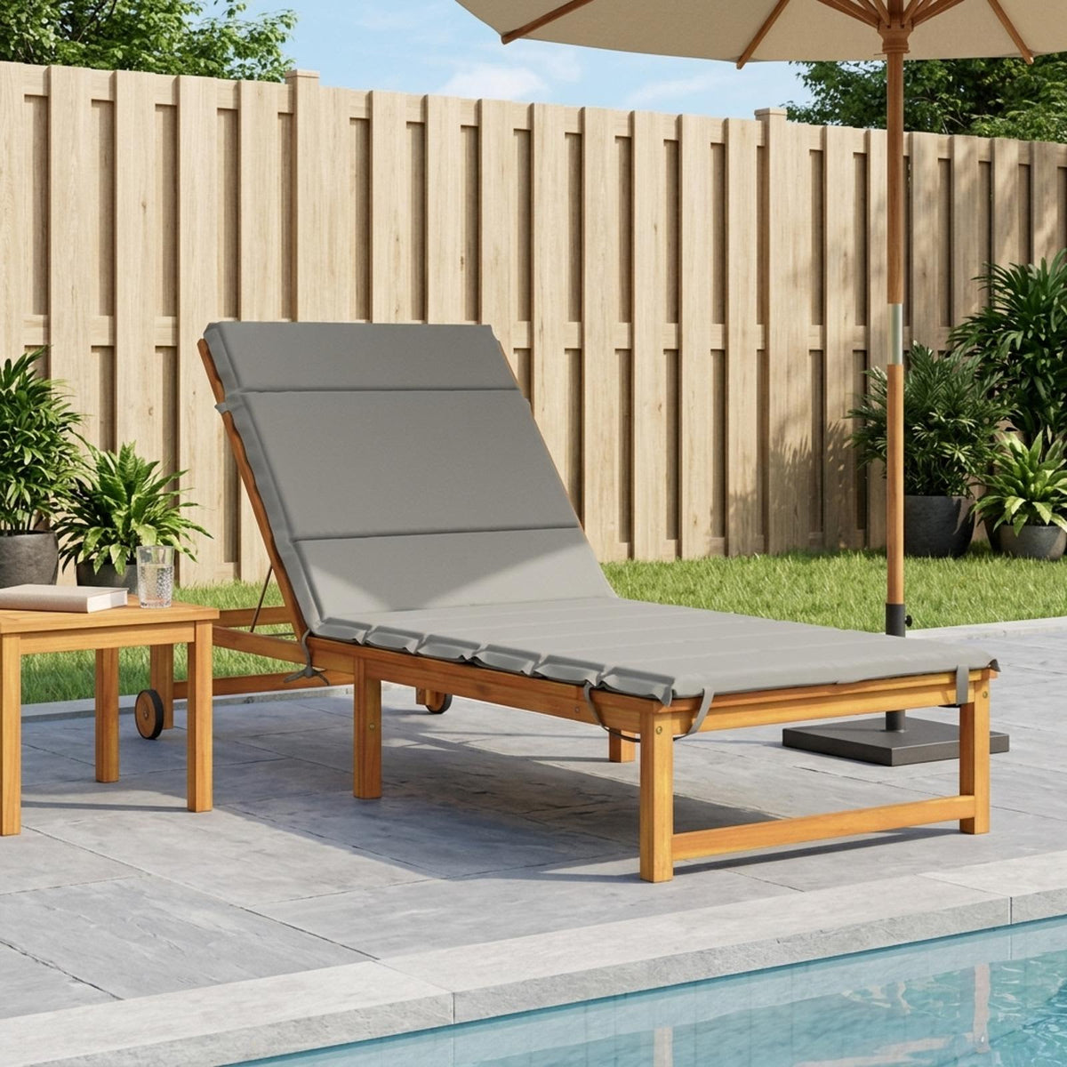 Sunlounger Cushion GEMERT 100% Polyester Grey 200 x 80 x 3 cm