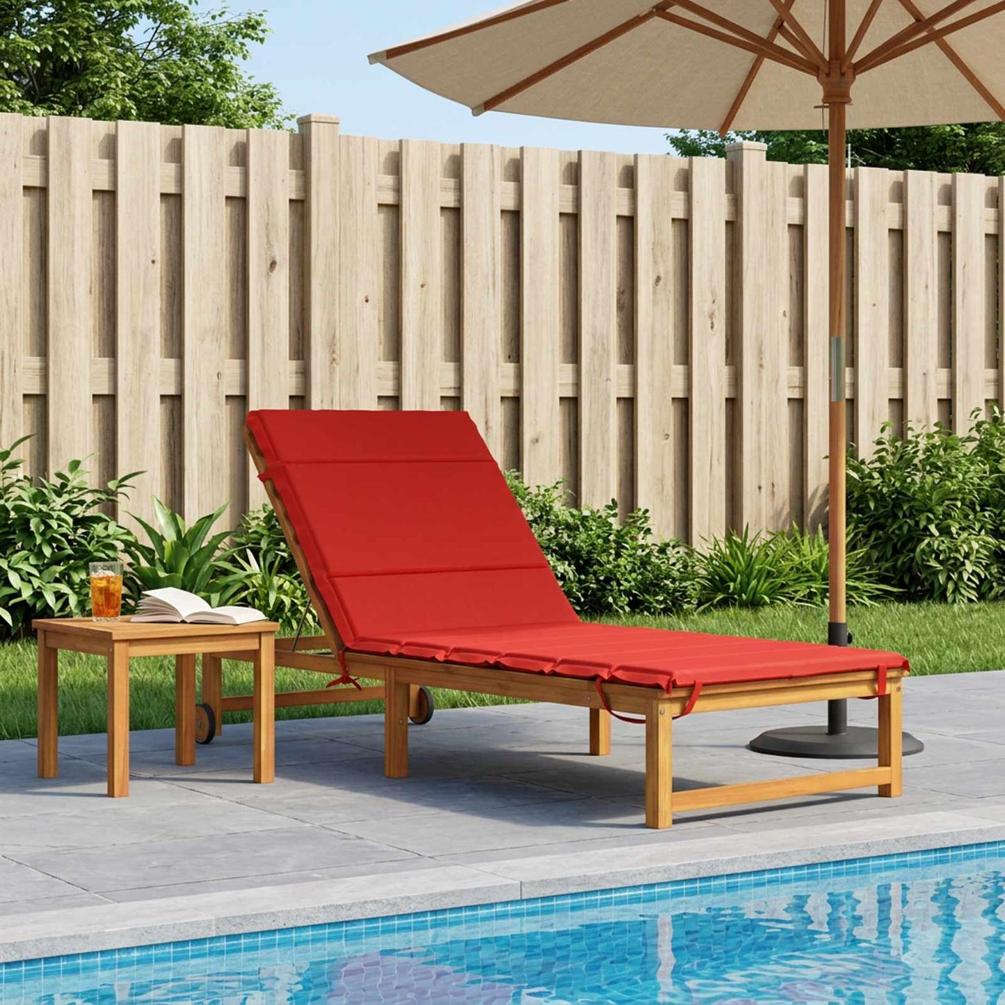 Sunlounger Cushion GEMERT 100% Polyester Red 200 x 80 x 3 cm