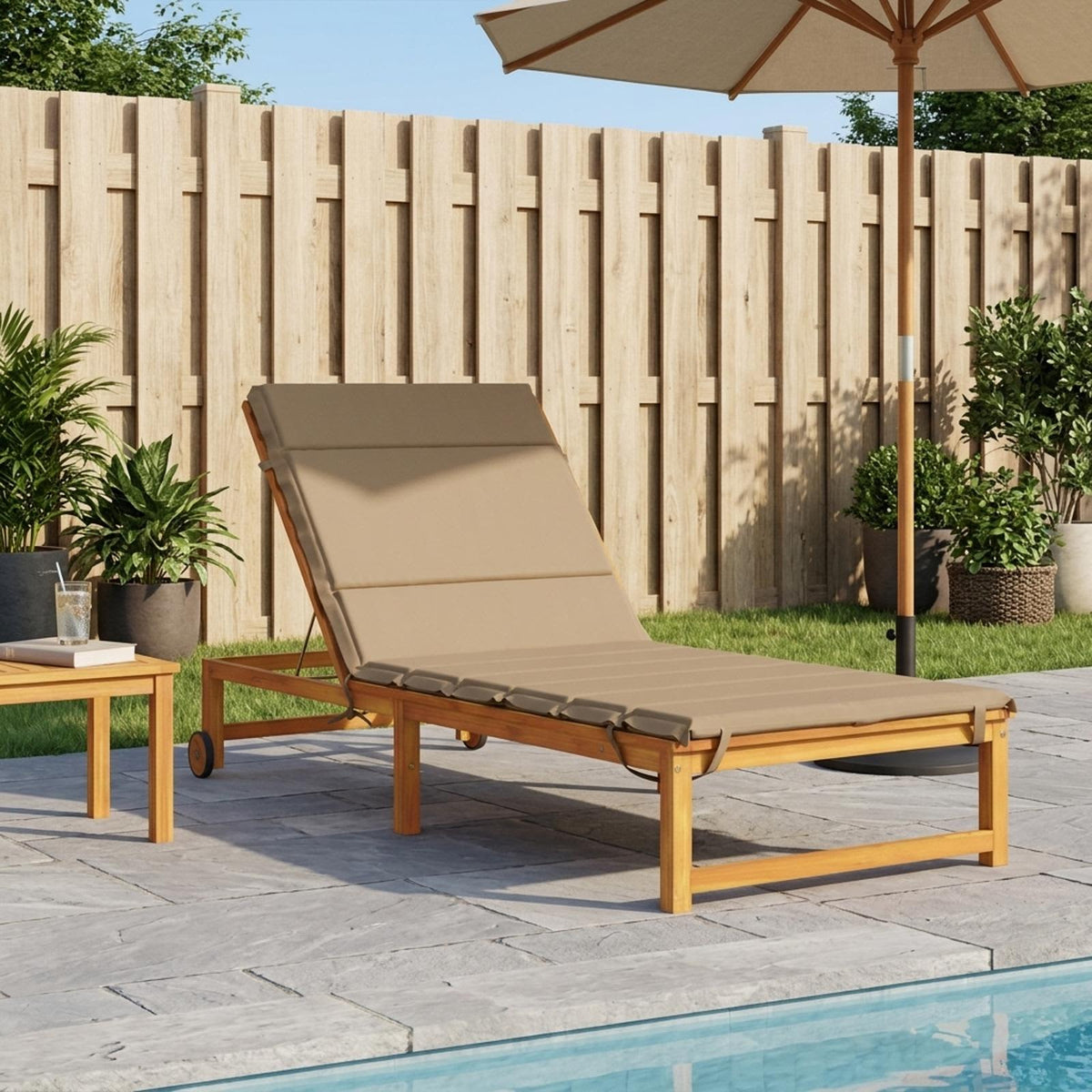 Sunlounger Cushion GEMERT 100% Polyester Taupe 200 x 70 x 3 cm