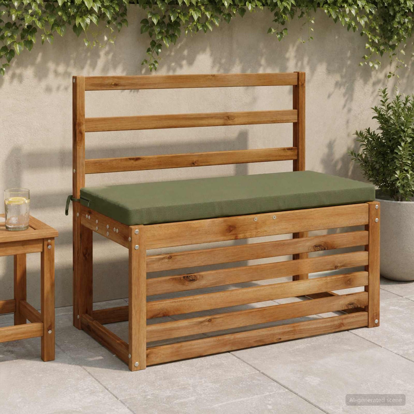 Bench Cushion SOEST 100% Polyester Olive Green 60 x 40 x 5 cm