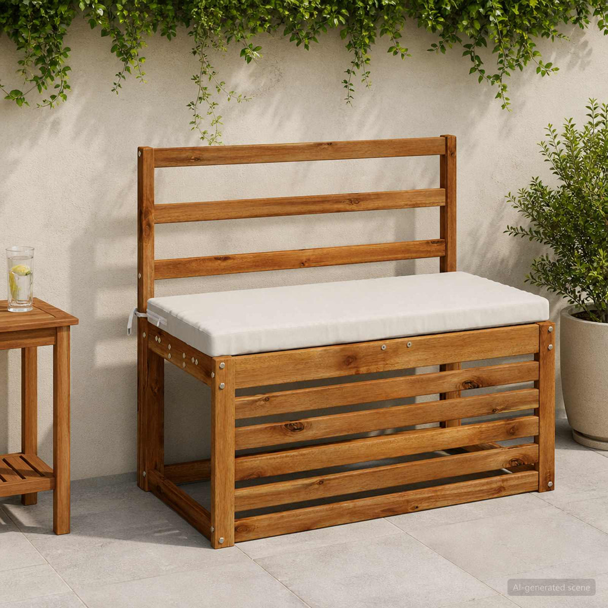 Bench Cushion SOEST 100% Polyester White 60 x 40 x 5 cm