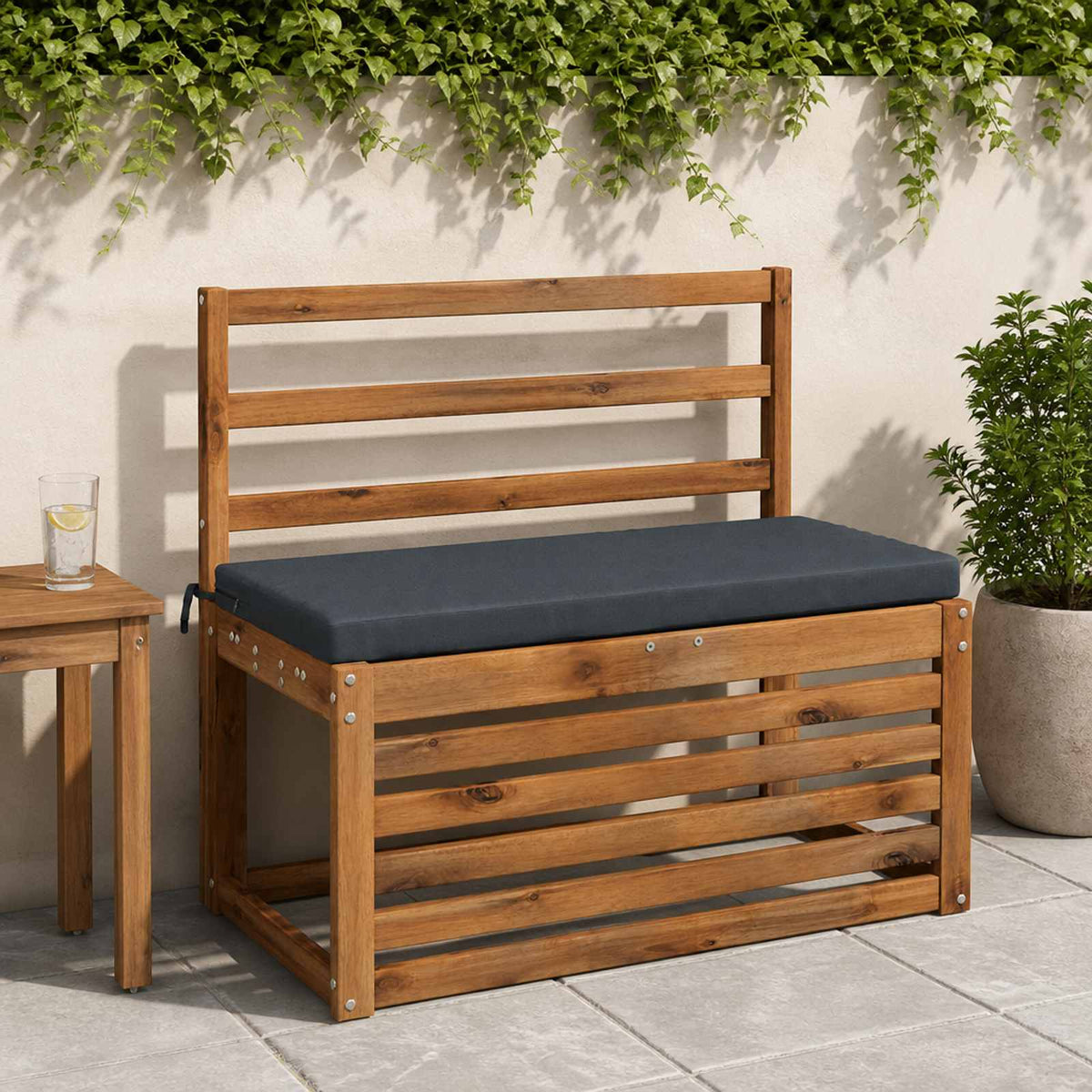 Bench Cushion SOEST 100% Polyester Dark Blue 60 x 40 x 5 cm
