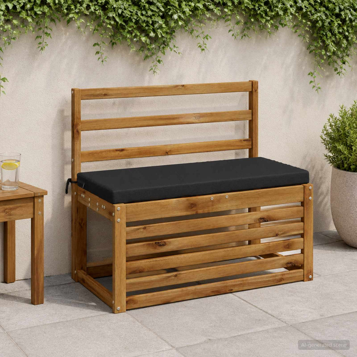 Bench Cushion SOEST 100% Polyester Black 60 x 40 x 5 cm