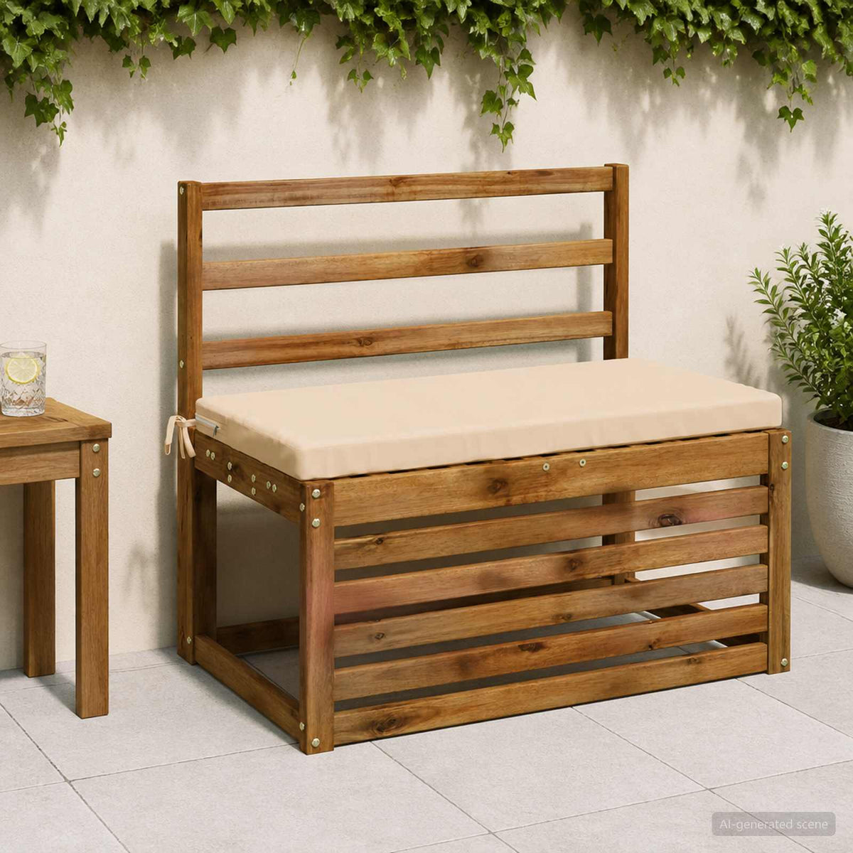 Bench Cushion SOEST 100% Polyester Cream 60 x 40 x 5 cm