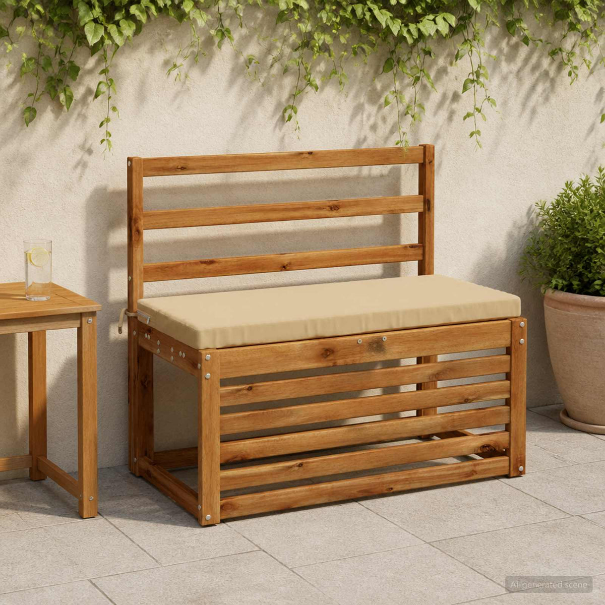 Bench Cushion SOEST 100% Polyester Beige 80 x 40 x 5 cm