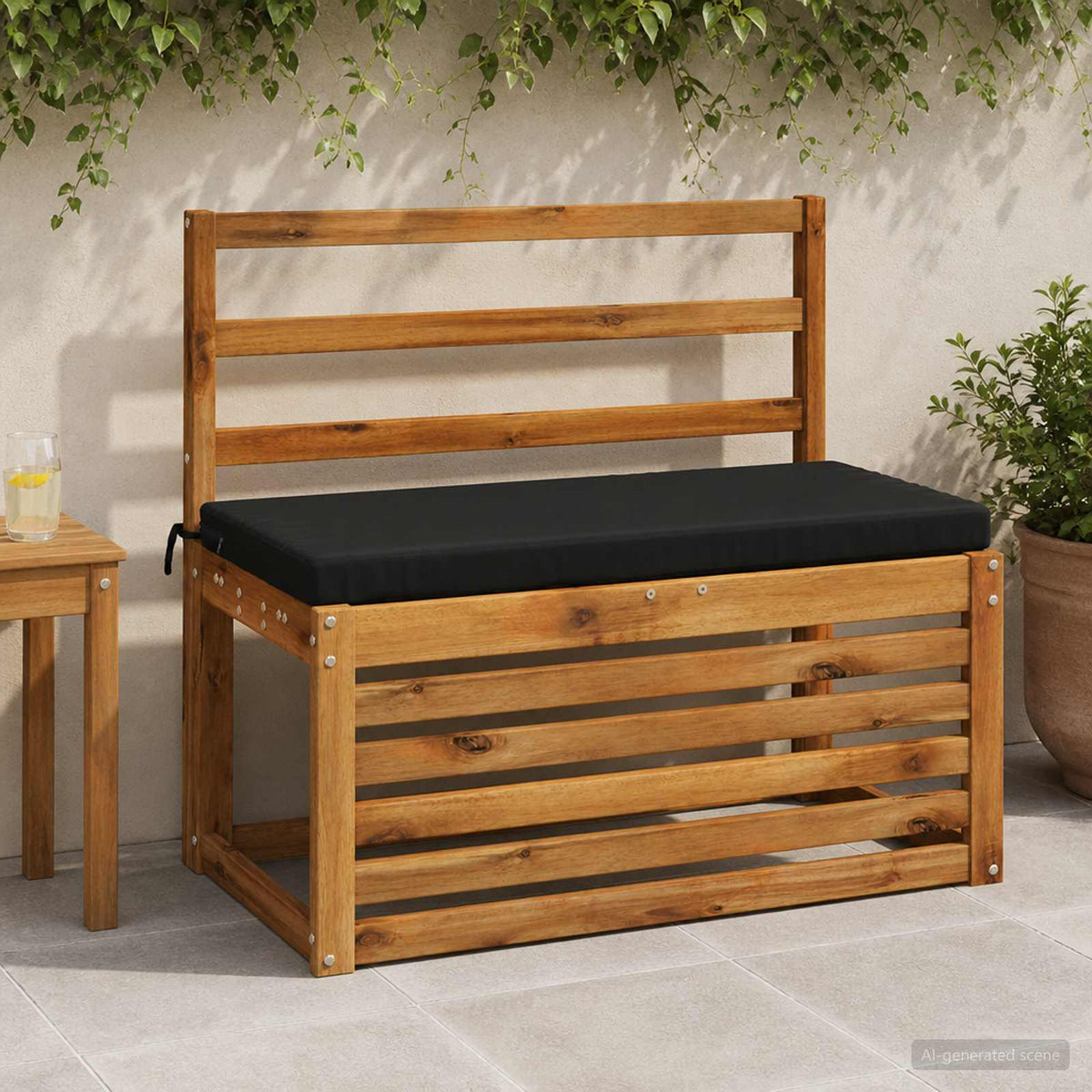 Bench Cushion SOEST 100% Polyester Black 60 x 40 x 5 cm