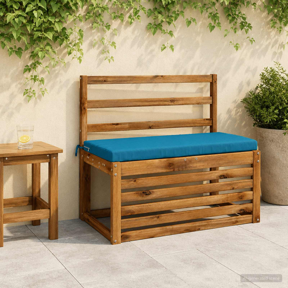 Bench Cushion SOEST 100% Polyester Light Blue 60 x 40 x 5 cm