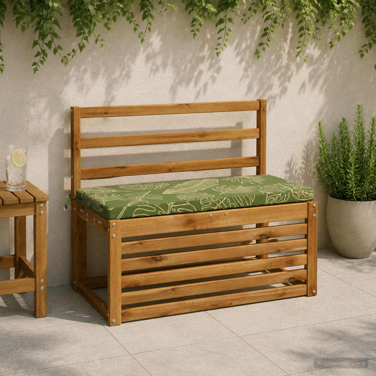 2-Piece Bench Cushions SOEST 2 pcs 100% Polyester Leaf Design