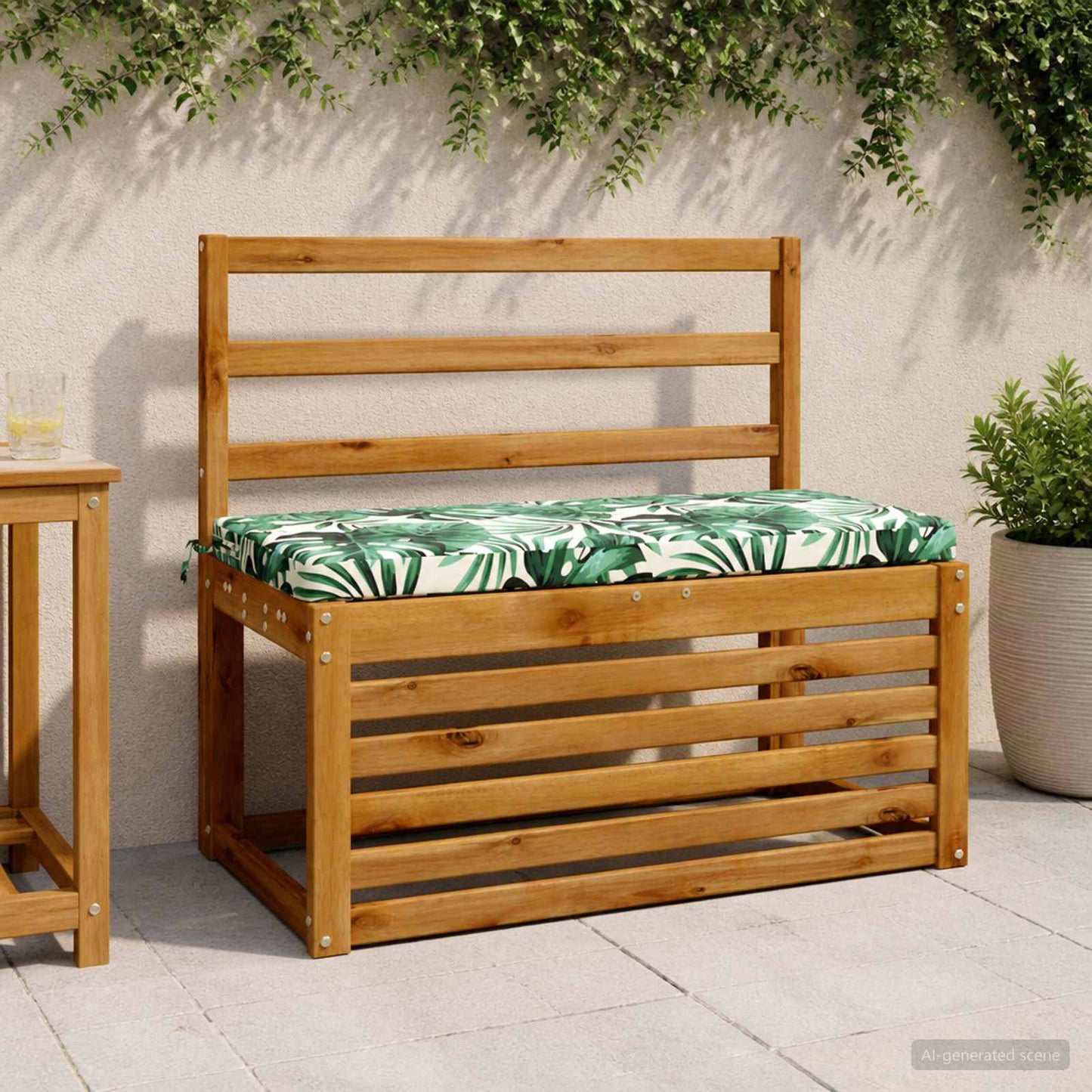 Bench Cushion SOEST 100% Polyester Leaf Pattern 60 x 40 x 5 cm