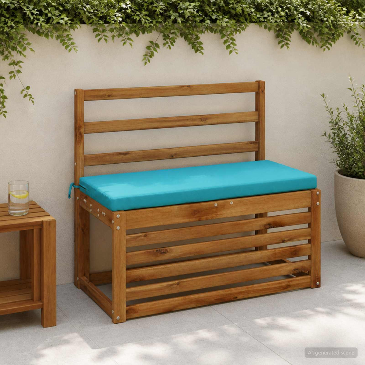 Bench Cushion SOEST 100% Polyester Turquoise 80 x 40 x 5 cm