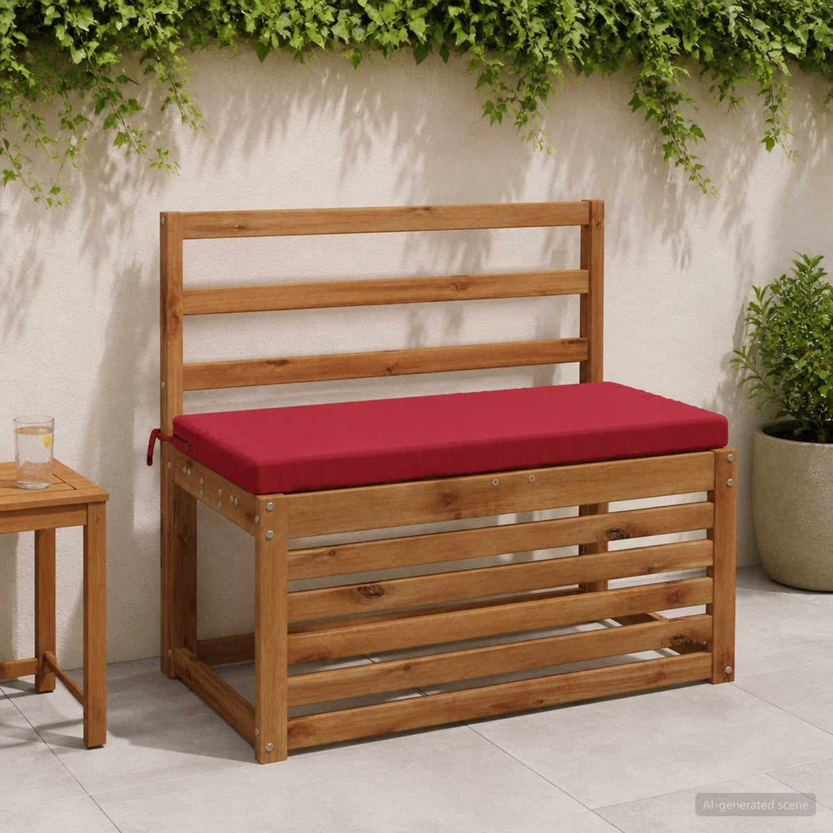 Bench Cushion SOEST 100% Polyester Wine Red 80 x 40 x 5 cm