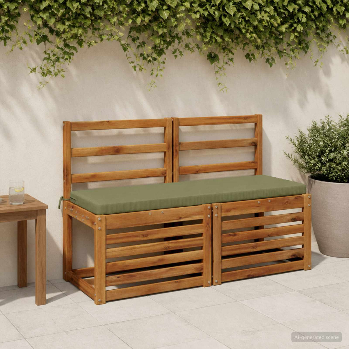 Bench Cushions SOEST 2 pcs 100% Polyester Olive Green