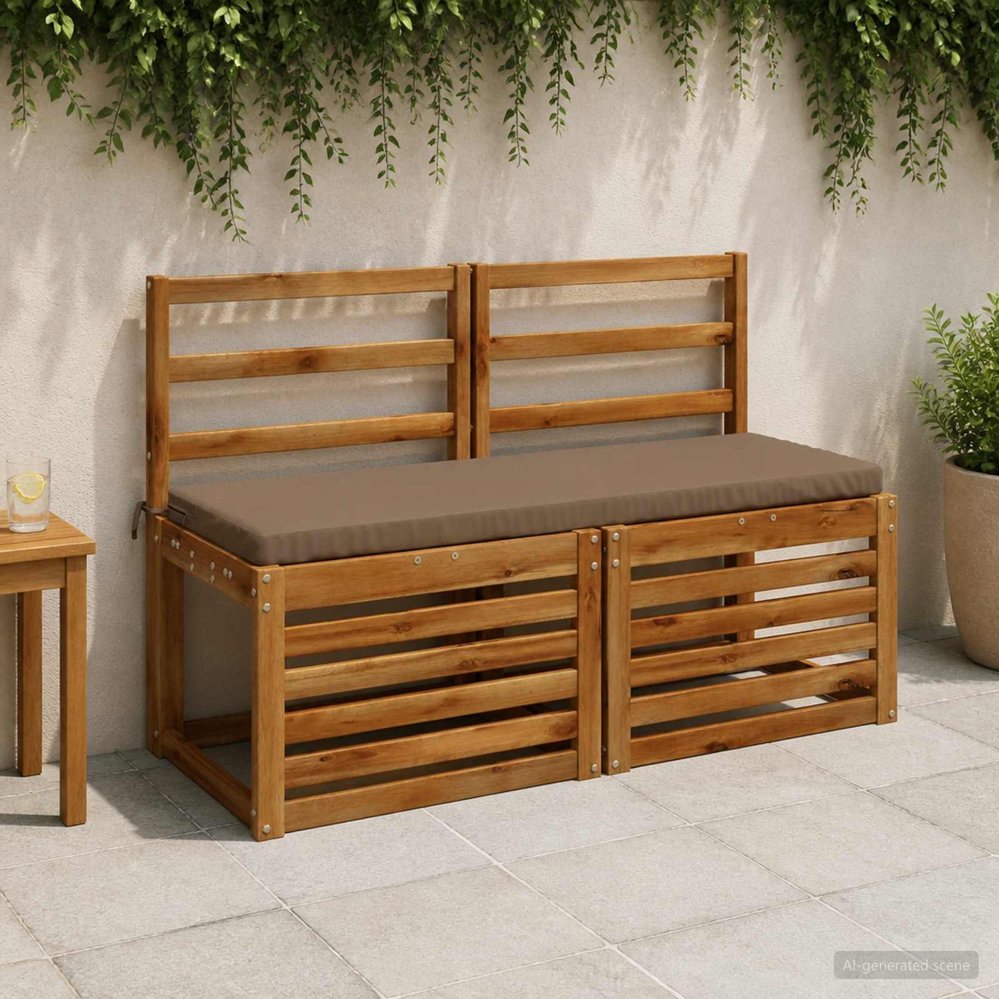 2-Piece Bench Cushions SOEST 2 pcs 100% Polyester Taupe